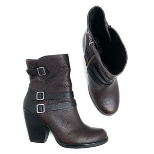 Kork Ease Sz 8 Multi Belt Buckle Moto Ankle Boots